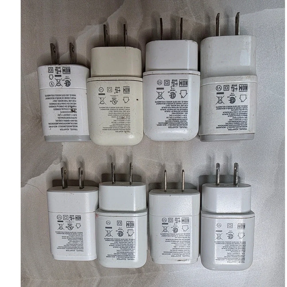 Lot of 8 LG USB Wall Charger Adapters Fast Charge MCS-H06WR MCS-V01WA White W4